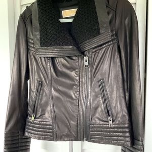 Leather bomber jacket
